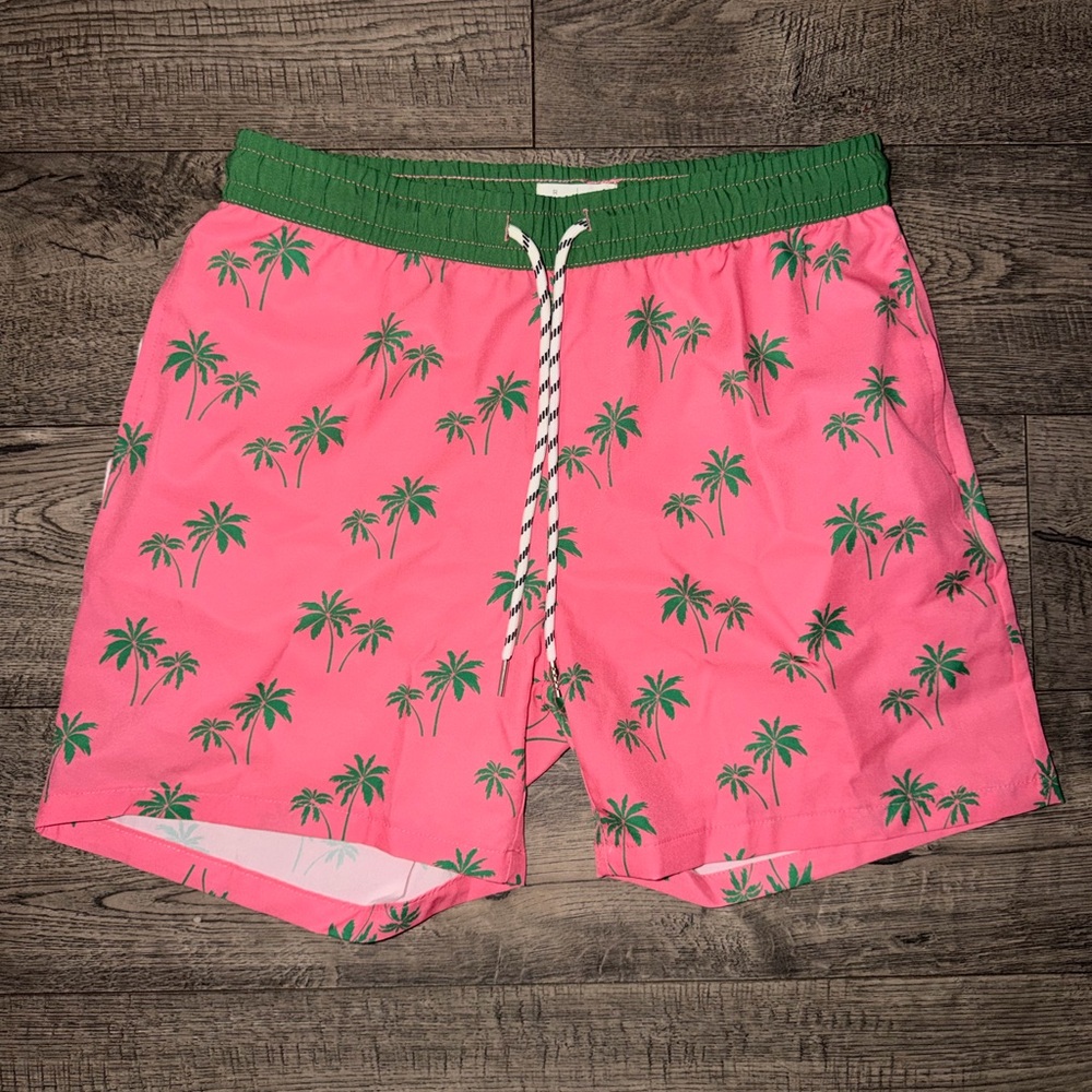 Palm Tree Print Pink Swim Shorts